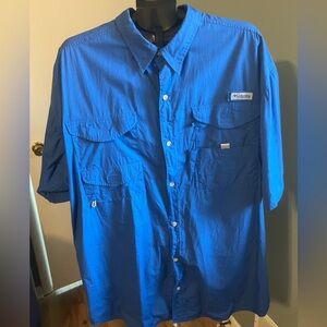 Columbia PFG Bonehead Fishing Shirt Men’s XXL Blue Short Sleeve Vented